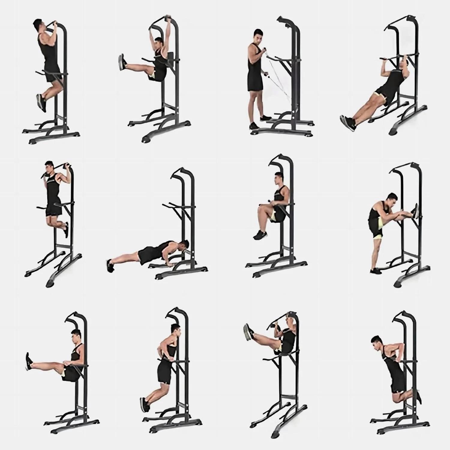 Pull Up Bar Dip Station Power Tower Assistive Trainer Multi-Function Home Gym Strength Training Fitness Equipment 450LBS