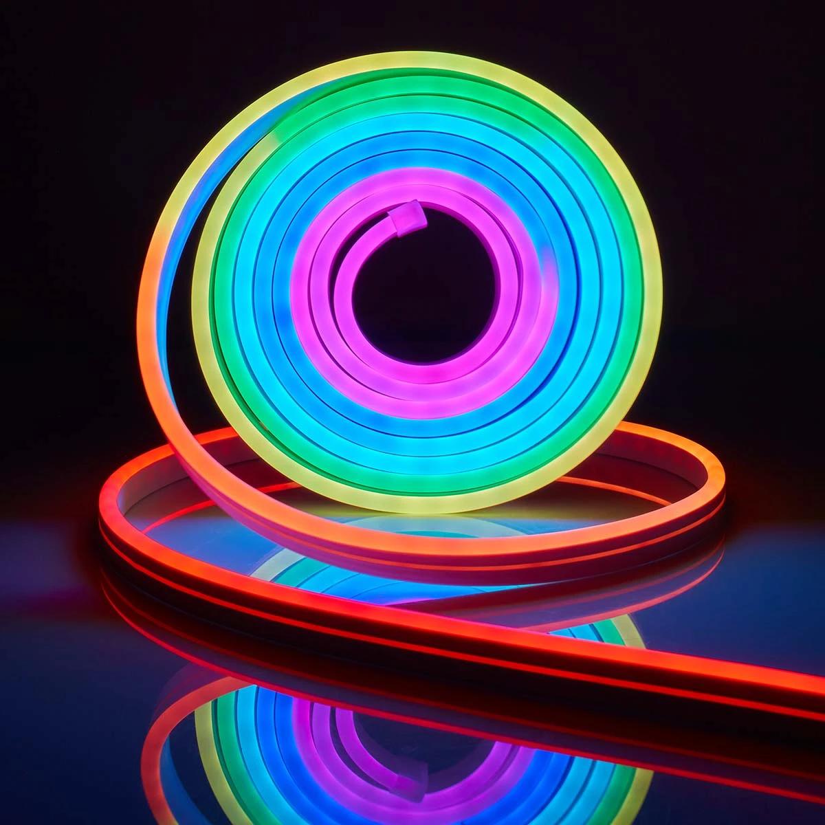 RGBIC Bluetooth Neon LED Strip Lights 5V 5M Waterproof Flex Ribbon Tape for Room Wall Decor with Easy Bluetooth Control and Flexible Design