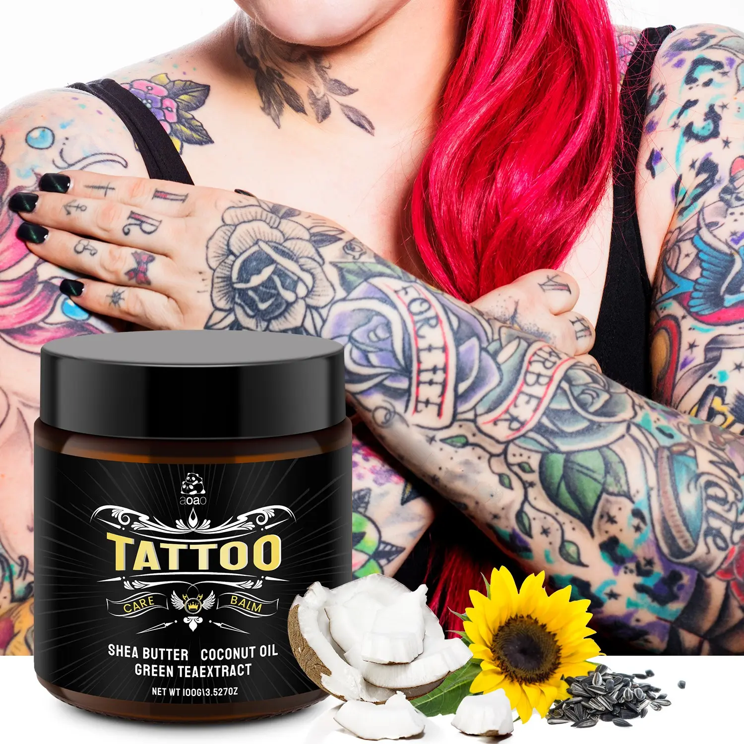 Tattoo Care Balm, Deep Moisturizing Brightening, Suitable for New Tattoos, Long-Lasting Color, 100g, Non-Flammable, Notified Via Scpn/cpnp, Tattoo Aftercare Cream, Tattoo Treatment Balm, Tattoo Aftercare Cosmetics
