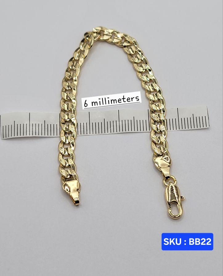 Bracelet Cuban Link Style Laminated-Gold 6 Inches 6 Millimeters for Babies & Small Kids Size Jewelry Accessory