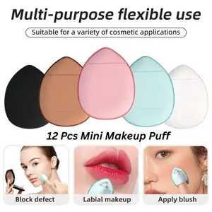 12 Pcs Mini Finger Makeup Puff Set – Soft Triangle Powder Puffs for Foundation, Concealer & Eyeshadow, Small Beauty Blender Tools for Flawless Makeup