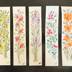 Watercolor hand painted Floral bookmark