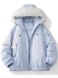 Men's Faux Fur Collar Coat Warm Parka Street Style Fashion Loose Fit Thick Trendy Cotton Jacket for Fall & Winter