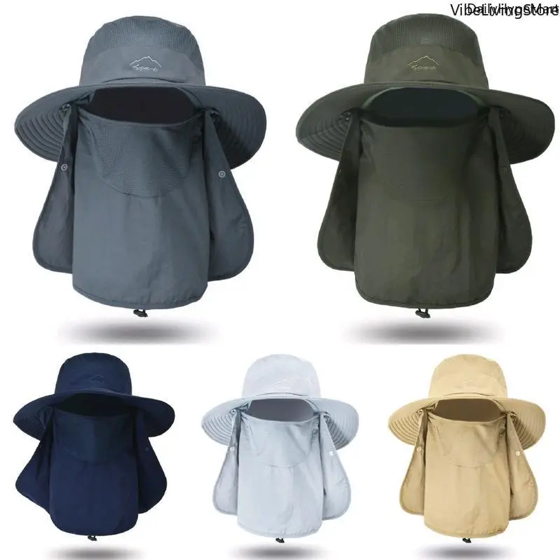 Unisex Nylon Boonie Sun Hat with Removable Face & Neck Flap, Wide Brim Quick-Dry Design for Outdoor Hiking & Fishing, Outdoor Sun Hat, Outdoor Headwear, Breathable Ventilation Cap