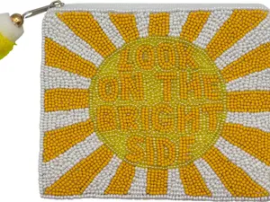 "Look on the Bright Side" Handbeaded Coin Pouch