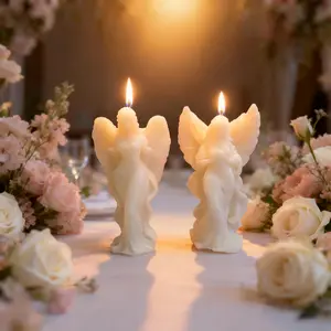 Angel Decor Candle - Prayer Angel Ornaments Candle, White Angel Decoration Candle, 100% Natural Soy Wax for Trendy Bedroom Decorative, Wedding, Prayer, Party