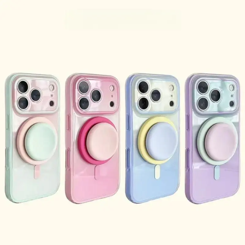 Magnetic 2-in-1 double-layer gradient full-cover AI button case, suitable for iPhone 17/16/15 Pro Max, iPhone 16, iPhone 15 hard case