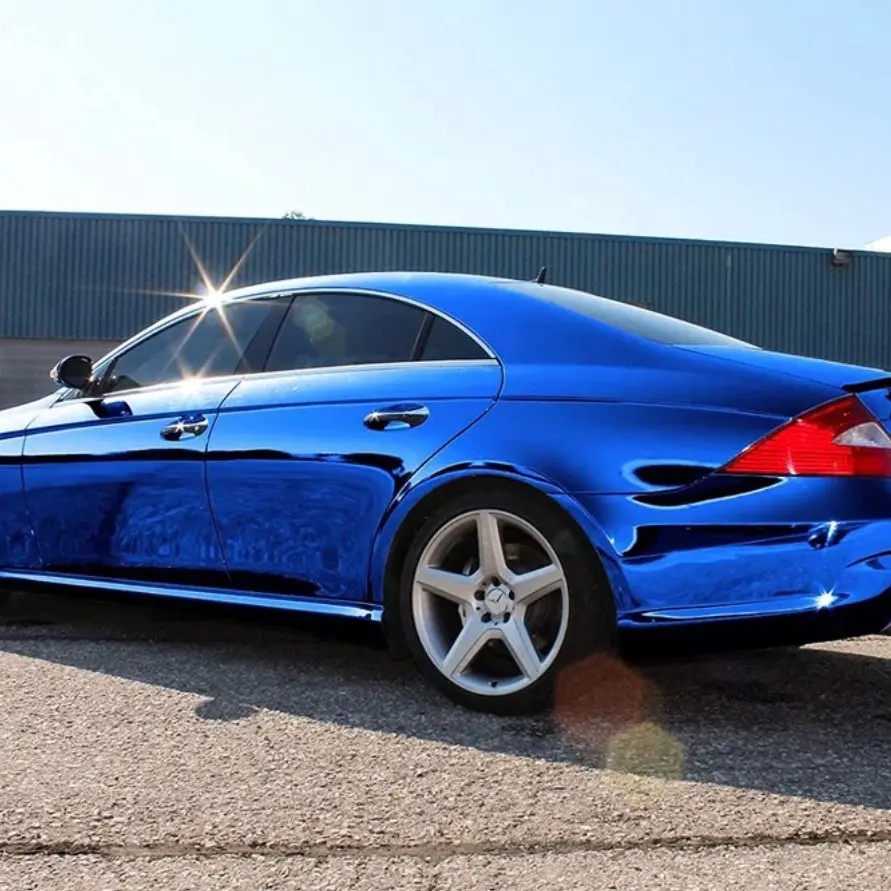 Blue mirror vinyl wrap