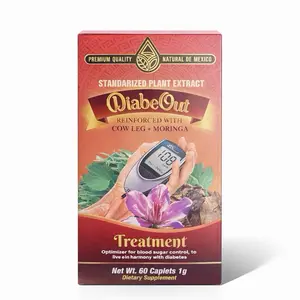 DiabeOut Blood Sugar Support Supplement – Standardized Plant Extract with Cow Leg & Moringa | 60 Caplets