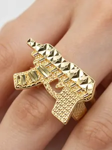 Hip-Hop Gun Shape Ring, Unisex Geometric Street Style Jewelry, Halloween Party Gift, Birthday Celebration Accessory, Statement Rings