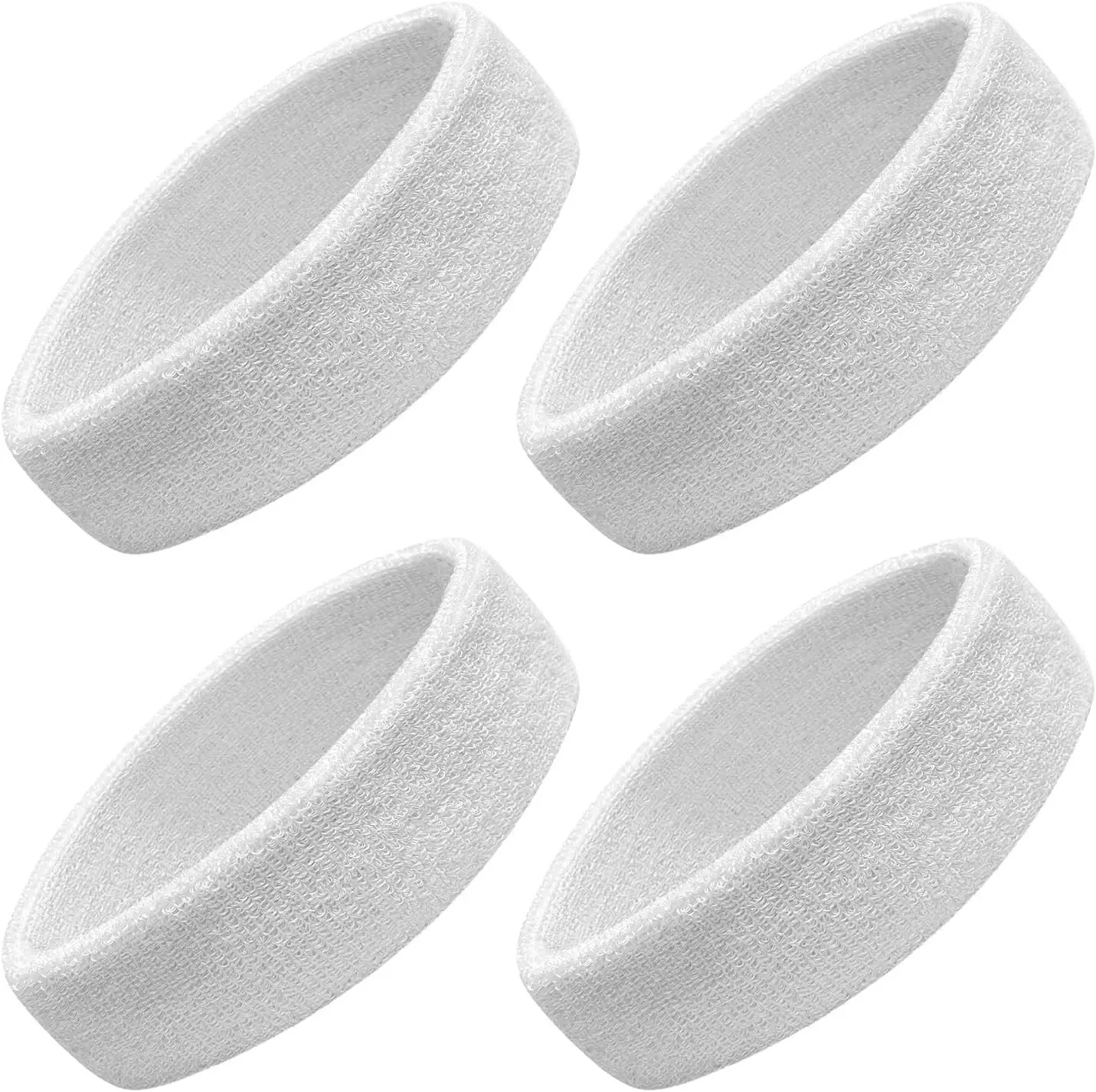 4 Pack Sweatbands Headbands for Men & Women, Cotton Headband Terry Cloth Sweatband for Tennis,Basketball,Football,Gym,Working Out - Wicking Elasticity