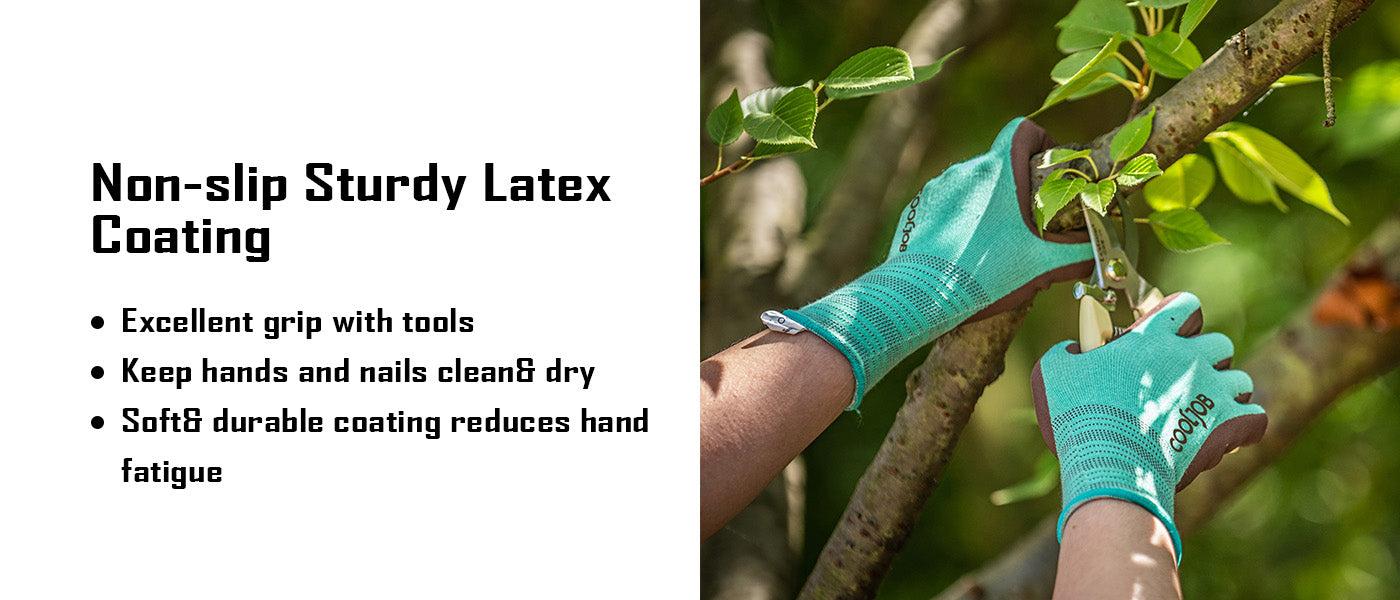 COOLJOB 2 Pairs Breathable Gardening Gloves, Stretch Soft Modal Base with Non Slip Rubber Coating