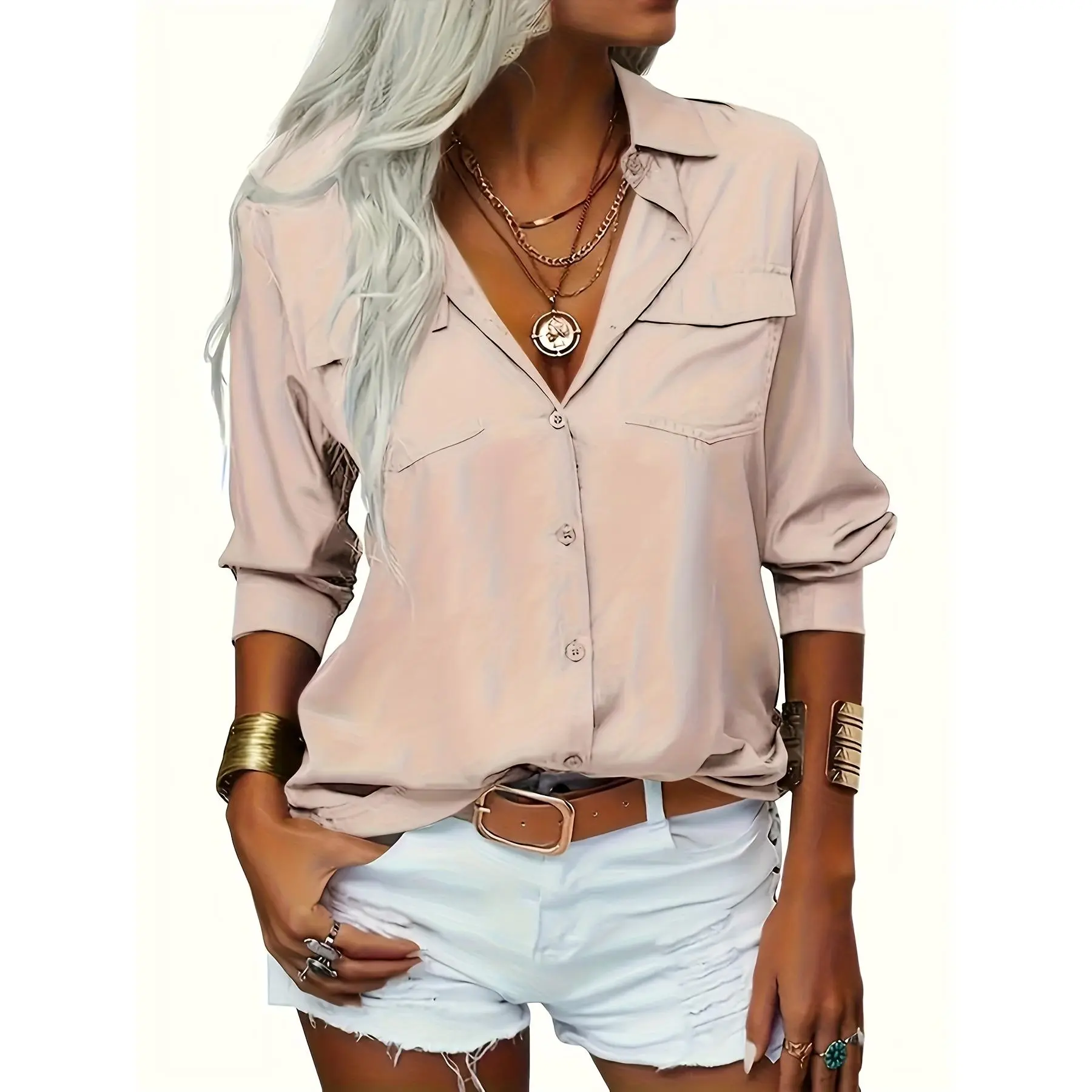 long top with buttons - TikTok Shop