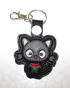 Chocco Cat Faux Leather Keychain, Kitty Character Key Fob - Great As Gift for Friends, Cute Bag or Backpack Accessories for Back to School, Car Key Accessories