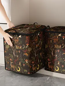 Deer Print Thick Quilt Storage Carrying Bag, Cute and Practical Kids Bedding Organizer, Durable Material, Easy Carry Handle, Home Use, Blanket and Toy Storage