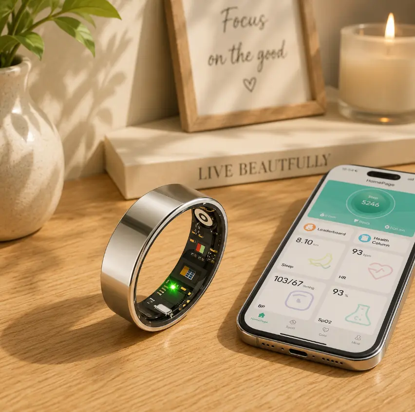 Smart Ring Health Fitness Tracker Rechargeable Smart Ring Heart Rate Sleep Activity Tracker Body Temperature Monitor IP68 Waterproof Sports Ring Women Men iOS Android No Subscription App Viral Finds Must Have Wellness Everyday Fitness