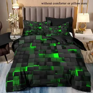 Geometric Pattern Duvet Cover Set, 3 Counts/set Including 1 Duvet Cover & 2 Pillowcase without Filler, Soft Comfortable Bedding Set for Home Bedroom