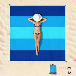Beach Blanket Sandproof - Extra Large Beach Mat Waterproof Sand Free Mat, Quick Drying Durable Camping Blanket for Outdoor Picnic, Travel, Camping, Hiking - 79''x83'' with Stakes & Hook