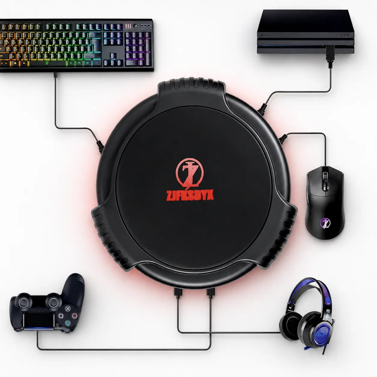 ZJFKSDYX C91 AimBox Wired Keyboard and Mouse Adapter Accessories for Console Gamers, Compact Form, Keyboard Input, 3.5mm Headset Port, Custom Key Mapping for PS4/PS3, Xbox Series X|S, Xbox 1/360, Nintendo Switch, Gaming