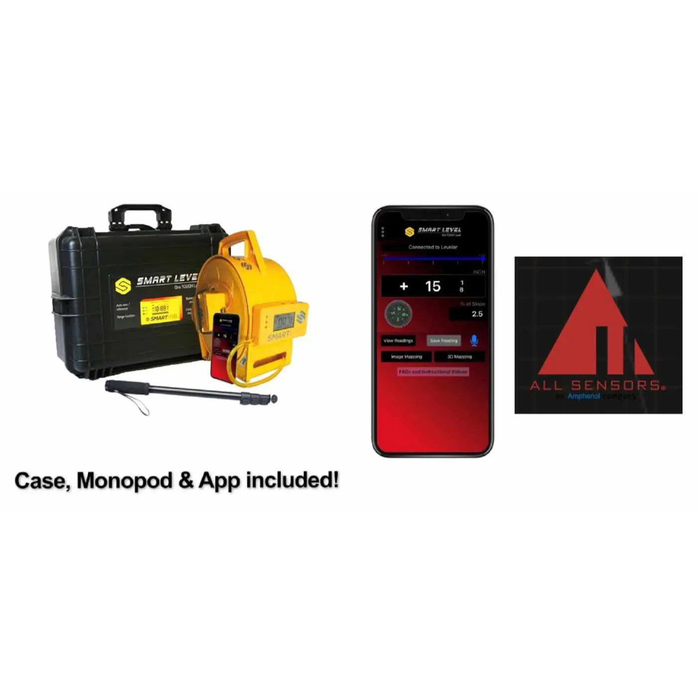 All Sensor model-Highest Accuracy, Designed for the Pool and Flooring Industries, 1/32" accuracy in the app