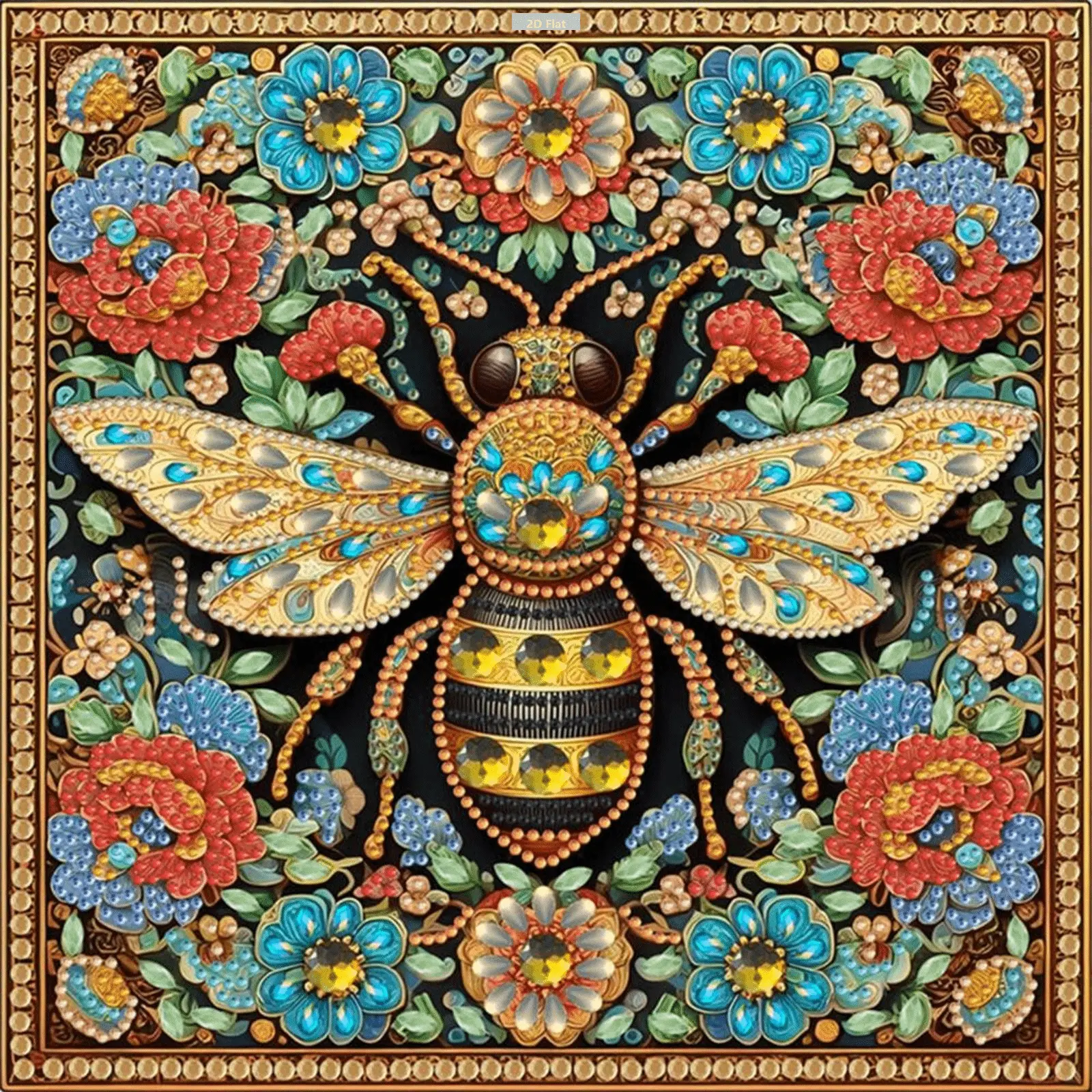 DIY 2D-Flat & 5D Partial Special Shaped Drill Diamond Painting Kit, Bee Theme (30x30cm, A) with 1 Set Diamond Bags, for Adults, Living Room Decor, Bedroom Decor, Shining Gems, Colorful Decoration, No Prior Experience Needed DIY Craft