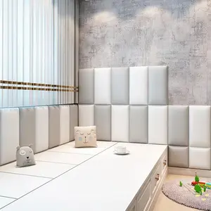 4-Piece Tatami Bed Head Soft Padding Wall Stickers, Childproof Infant Toddlers Nursery Wall Protector, Self-Adhesive Patchwork Design, Universal Use