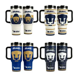 40oz Stainless Steel Insulated Tumbler with Handle & Lid – Pumas UNAM Inspired Design, Double Wall Vacuum Travel Mug, Leakproof Large Capacity Cup for Hot & Cold Drinks, Gift for Soccer Fans