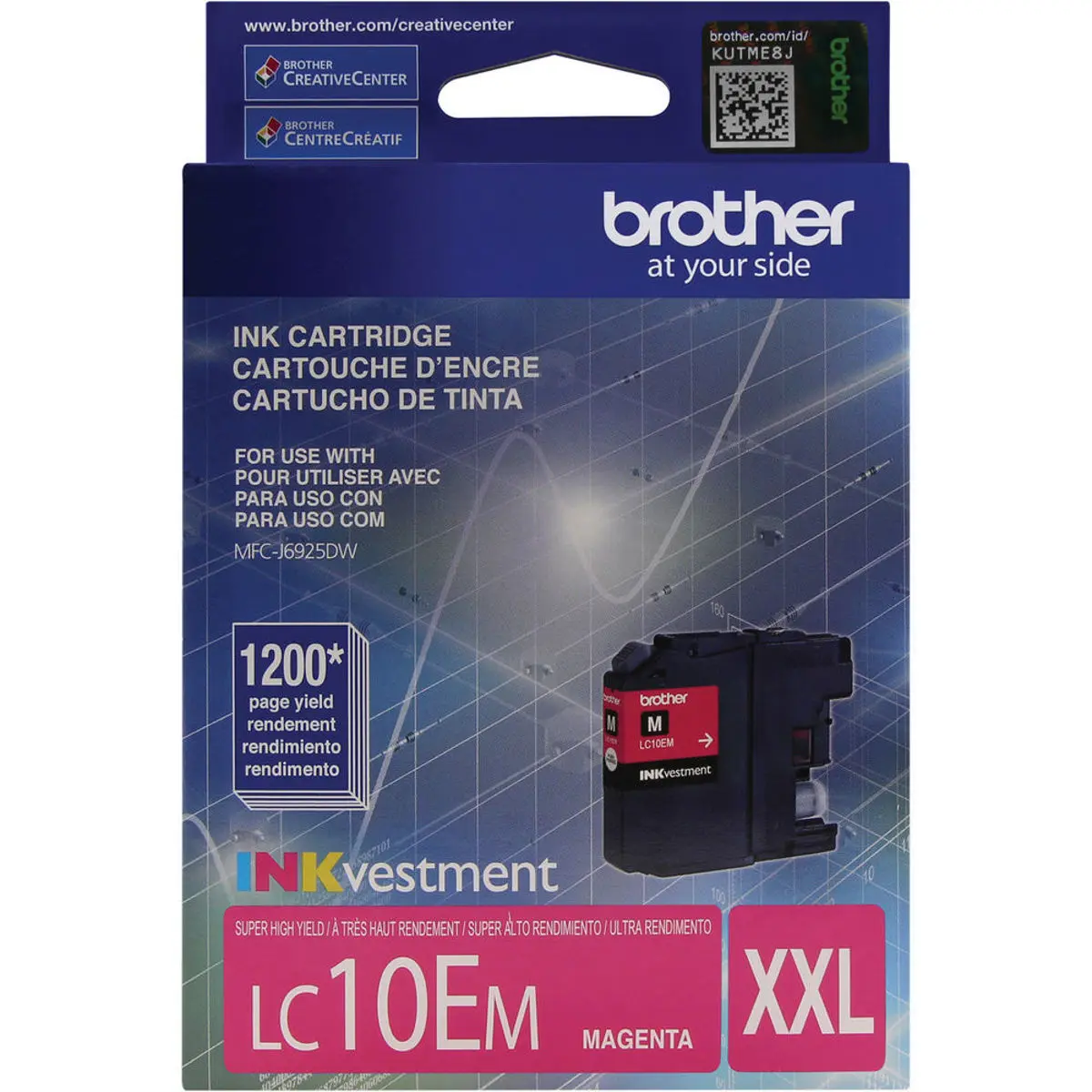 Brother LC10E INKvestment Super High-Yield Ink Cartridge, 1200 Pages Yield, Magenta