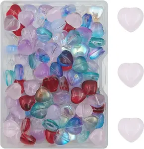 100 count Heart  Glass Spacer Beads for  Bracelet Necklace Making, 8mm