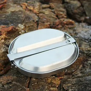 304 Stainless Steel Round Lunch Box, Wholesale Outdoor Portable Cookware, American Camping Set