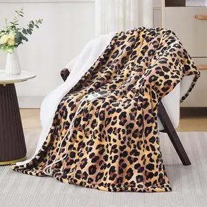 Heated Throw Blanket 50"x60" Electric Blanket with 6 Heat Settings & 1-12H Timer Cozy Soft Flannel Sherpa Machine Washable Warm Gift for Women Leopard