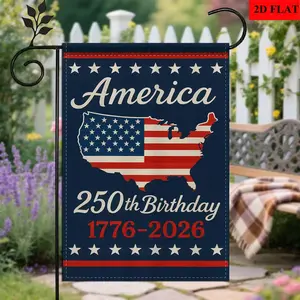 2D Flat, 2D Flat A 12 X 18-inch Flat, Double-Sided Garden Flag for Celebrating America with Stars, Map Design for Yard, Home, Outdoors, Perfect for Fourth Of July, Memorial Day