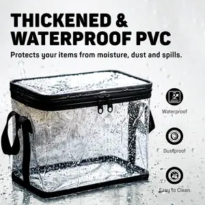 Clear PVC Storage Bag with Reinforced Handles, Double Zipper, Waterproof Dustproof Organizer Bin for Blankets, Closet, Home Organization