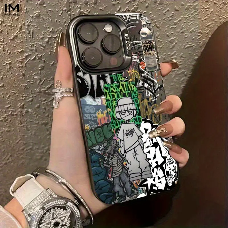 Street Style Graffiti & "SO COOL" Slogan Smartphone Case - Shockproof, Lightweight, Durable Protector for iPhone 11-17, Pro Max, Plus - Cellphone Accessories Cover