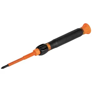 32581INS Precision Screwdriver, 2-in-1 Insulated Screwdriver with No. 0 Phillips and 1/8-Inch Slotted Bits