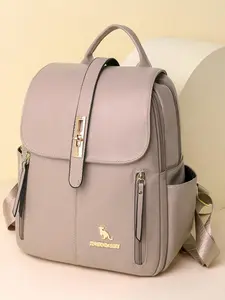 Women's Solid Color Fashion Backpack, Casual Pu Leather Zipper Business Style Backpack, Large Capacity Lightweight Backpack for Women & Girls for Daily Use