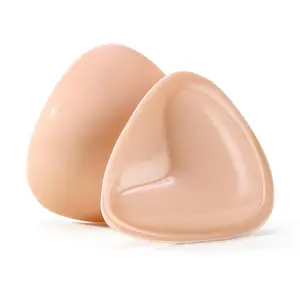 Sticky Insert on a Cup Thickened Triangle Breathable Silicone Push-Up Tape Bra Double-Sided Self-Adhesive Invisible Nipple Cover Pushbra Women Apricot Washable Reusable Sweat Water Resistant