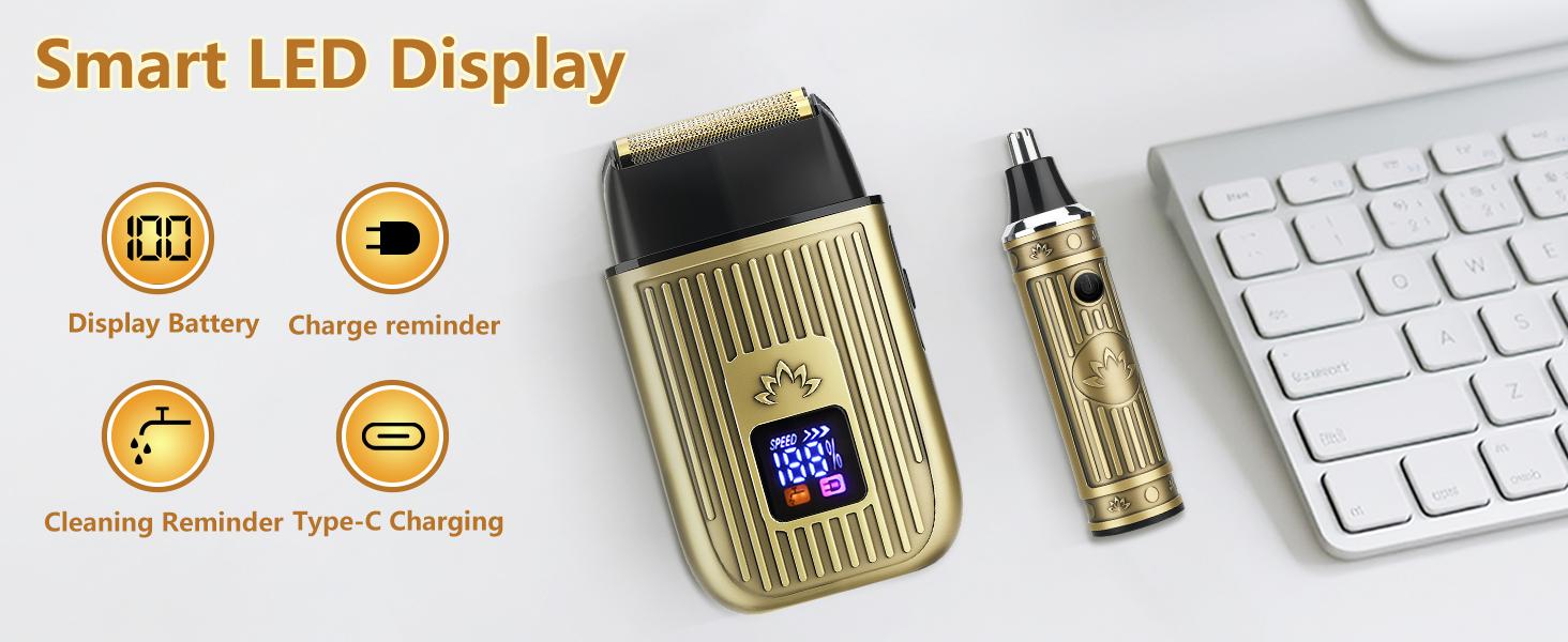 Hair Clippers for Men Professional & Beard Trimmer Kit,Foil Shaver Nose Hair Trimmer for Man,Cordless Clippers and Hair Trimmers Set,Men's Shaving Fade Haircut Kit LED Display,Mens Gifts