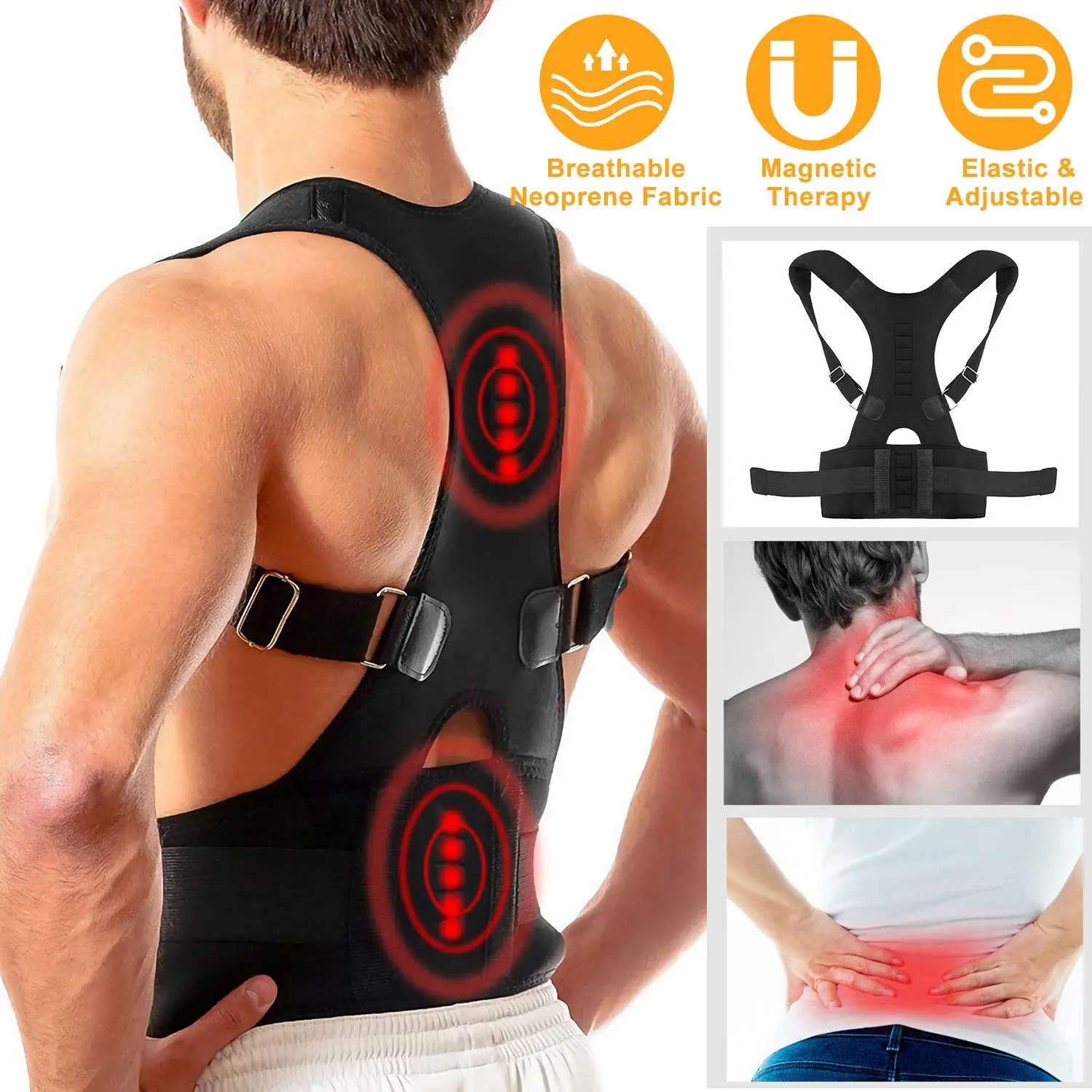 Posture Corrector Brace — Adjustable Magnetic Back Support for Men & Women