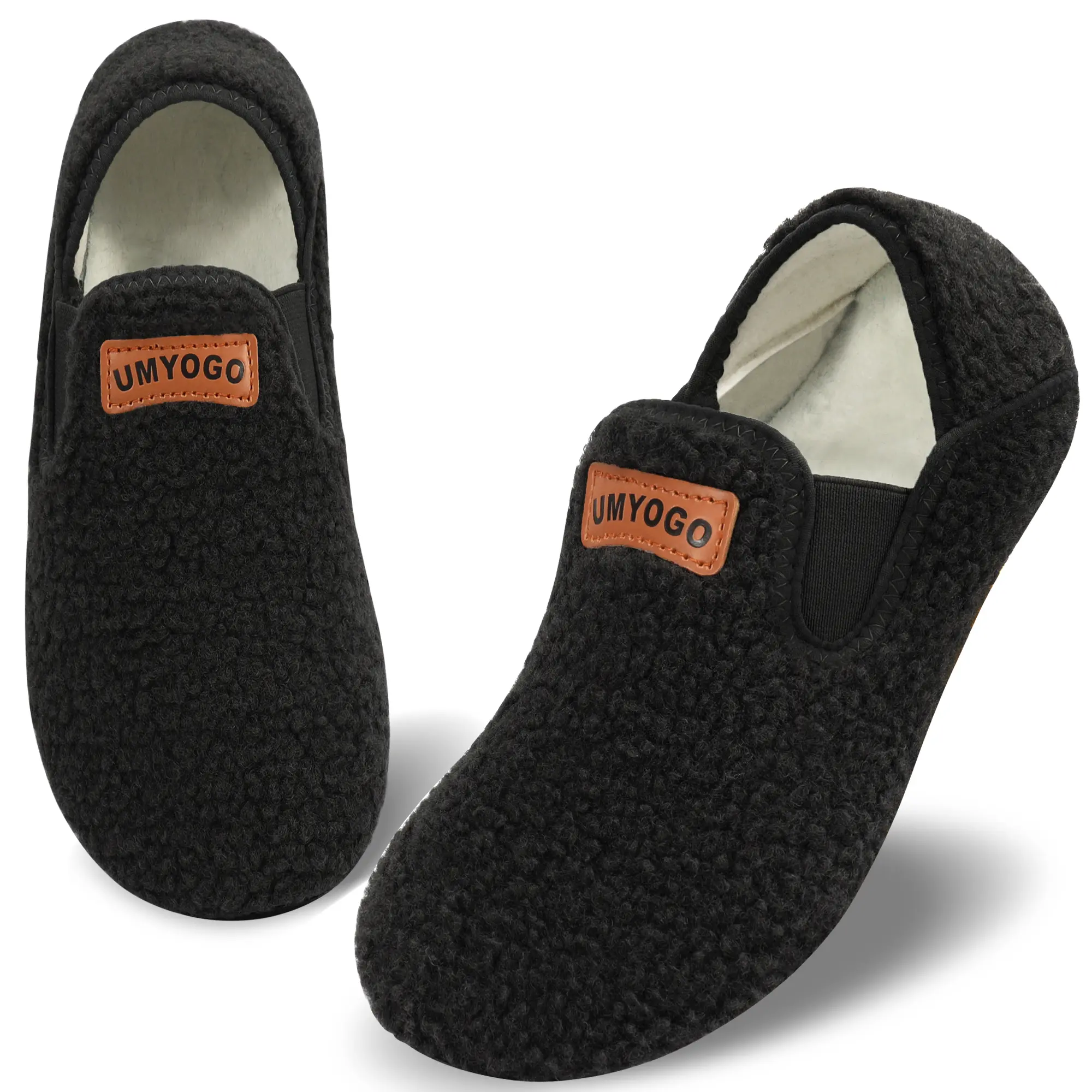 House Slippers for Women & Men Soft Plush Slip-On Indoor Shoes with Leopard Print Trim, Stretch Side Panels, Flexible Non-Slip Rubber Sole for Home, Travel & Yoga