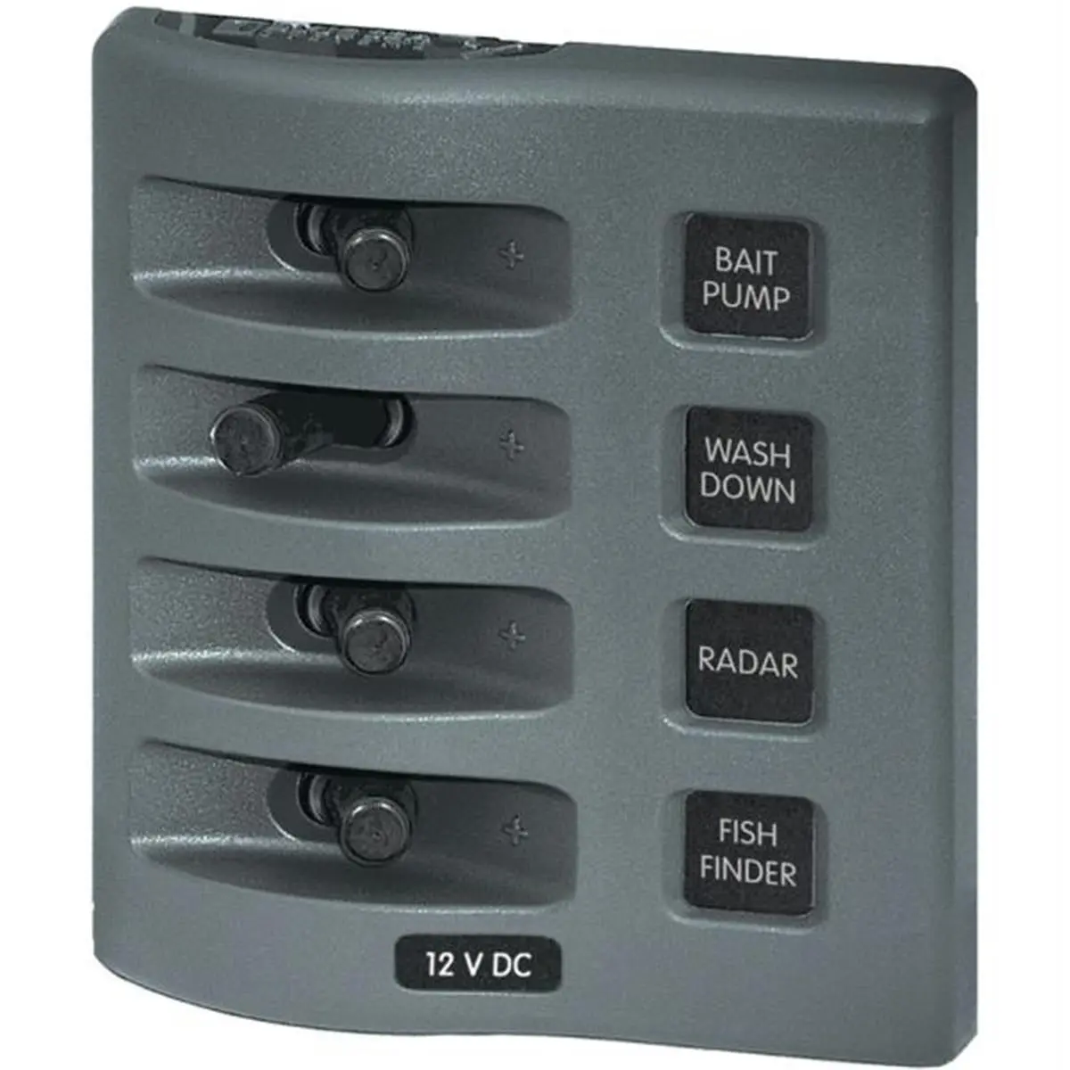 Blue Sea 4305 WeatherDeck® 4-Position Waterproof Light Switch Panel, 12V/24V DC, Reinforced Polycarbonate with Switch Guards, Outdoor, 15A @ 12V Dc, 4305 Upc: 632085043056, Multi-Position, Ip67 Rated, 45A Cumulative