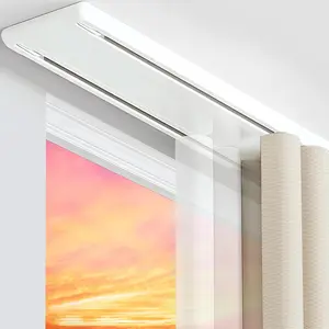 Double Curtain Track Ceiling Mount Rod Heavy Duty Aluminum Silent Sliding Double Rail System for Drapes Living Room Bedroom Room Divider White 1.5m(4.9ft)