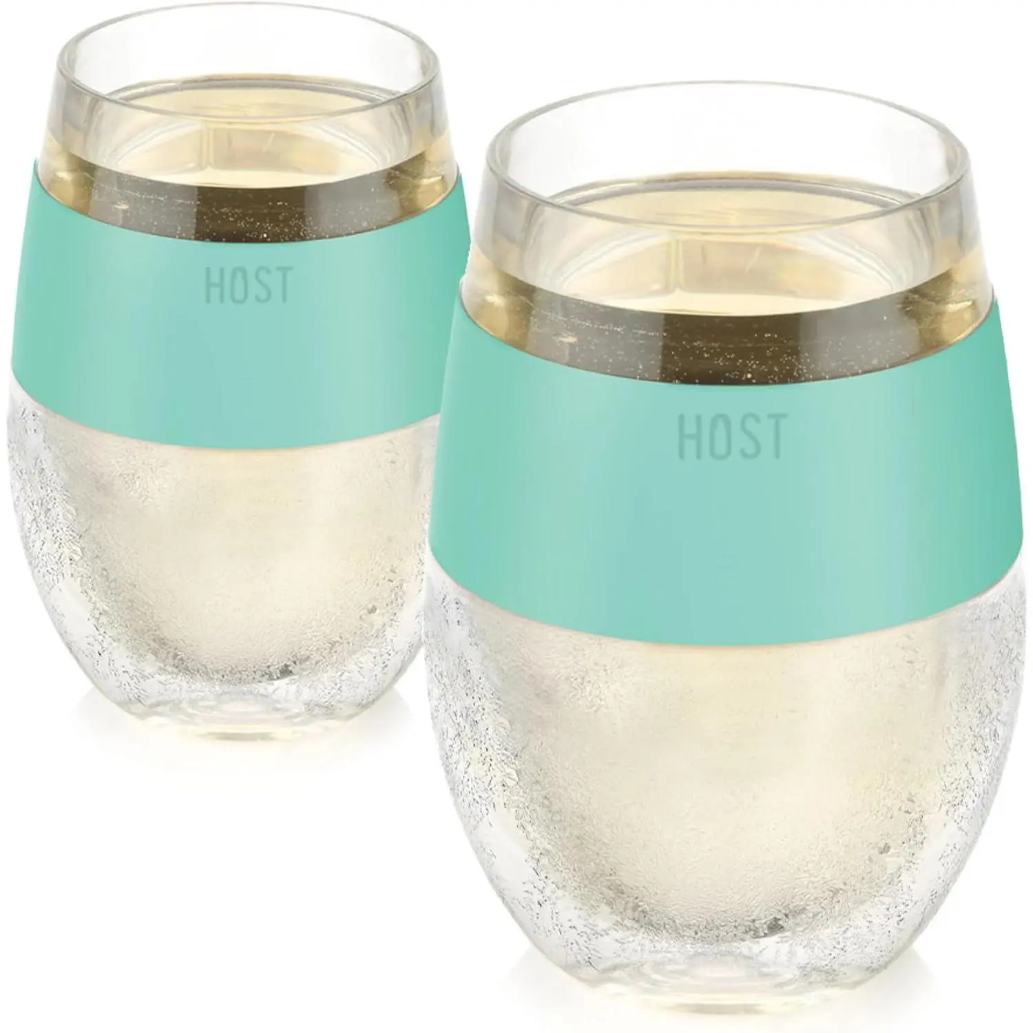 Wine Freeze Cup Set of 2 - Plastic Double Wall Insulated Wine Glasses with Freezing Gel, Wine Glass for Red and White Wine, 8.5 oz Mint