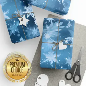 Frozen Frosty Snowflake Christmas Wrapping Paper Rolls, Elegant Gift Wrap, Icy Snow Gift Wrap, Christmas Icy Frosted Gift Wrap