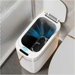 Motion sensor bathroom trash can with lid 35 gallon rechargeable automatic touchless trash can for bathroom autoadsorption waterproof garbage can waste basket for bedroom kitchen office