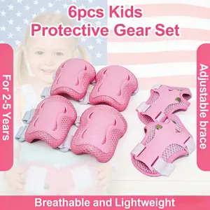 6-in-1 CPSIA Certified Kids Anti-Injury Foam-Based Heat-Wicking Pad Gear Set (Ages 2-5) - Elbow Protectors, Knee Pads, Wrist Guards for Skateboarding, Cycling, Anti-Injury Protective Gear, Elbow Protective Gear