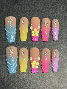 Colorful flower nails