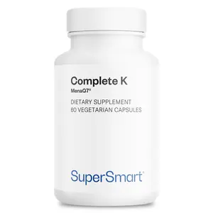 Supersmart - Complete K - with K1, K2 (MK4 + MK7) - Full Spectrum Vitamin K Supplement | Non-GMO & Gluten Free - 60 Vegetarian Capsules