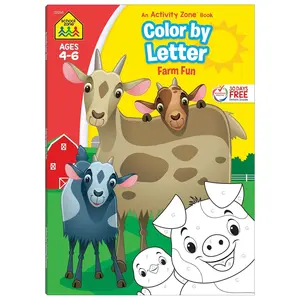 School Zone Color by Letter Farm Fun Workbook: 64 Pages, Preschool, Kindergarten, 1st Grade, ABC's, Alphabet, Color Skills, Coloring, Matching, Farm Animals, Ages 4-6 (Activity Zone Book Series) Paperback – March 1, 2023