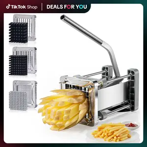 Sopito Heavy Duty Stainless Steel French Fry Cutter - Vegetable Chopper With 4 Blades For Potato, Carrot, Cucumber, Multi-Functional Kitchen Tool For Effortless Dicing And Slicing Kitchen Utensils Home Cooking potato dicer